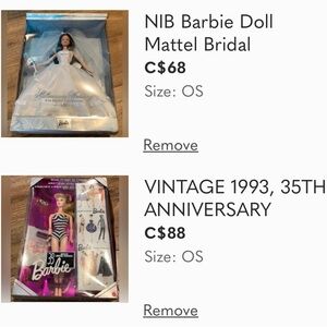 🎉 CCO 🎉2 NIB Mattel Barbie Dolls vintage 35th anniversary & Bridal Barbie
